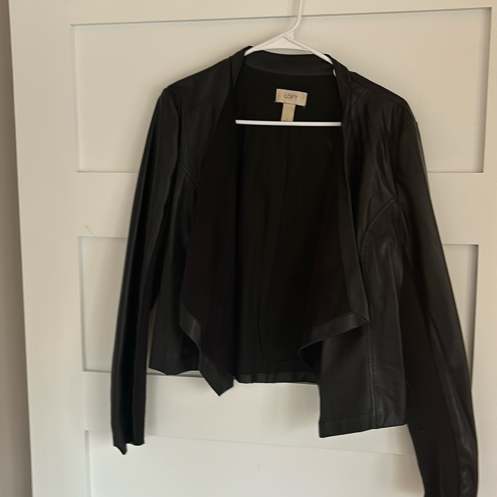 Women’s size small, faux, leather jacket with collar